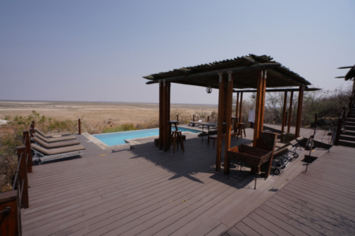 Shaded area at pool at Dolomite Resort Etosha National Park