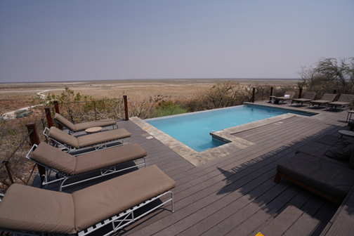 Pool and sundeck at Dolomite Resort Etosha National Park