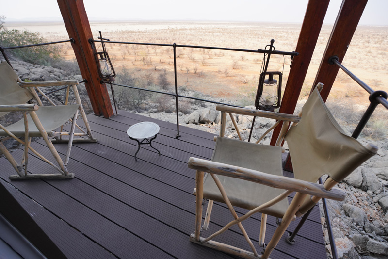View from the private veranda of a chalet at Dolomite Resort Etosha National Park