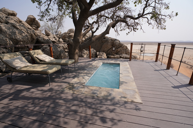 Private pool at Deluxe Chalet at Dolomite Resort Etosha National Park
