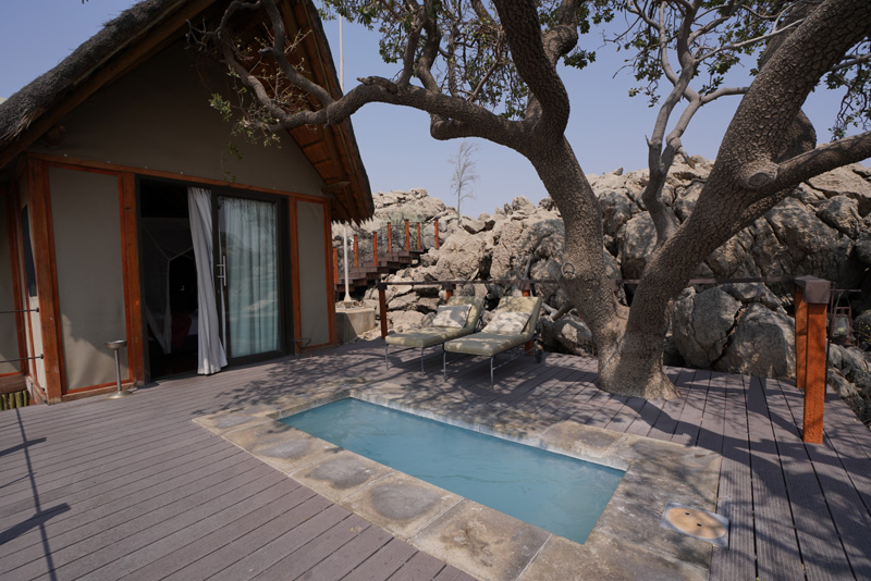 Private pool at Deluxe Chalet at Dolomite Resort Etosha National Park