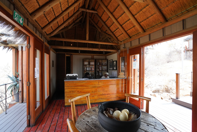 Reception area where limited wi-fi connection is available at Dolomite Resort Etosha National Park