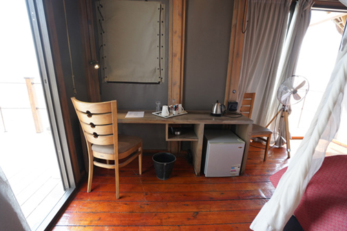 Desk space in chalet at Dolomite Resort Etosha National Park