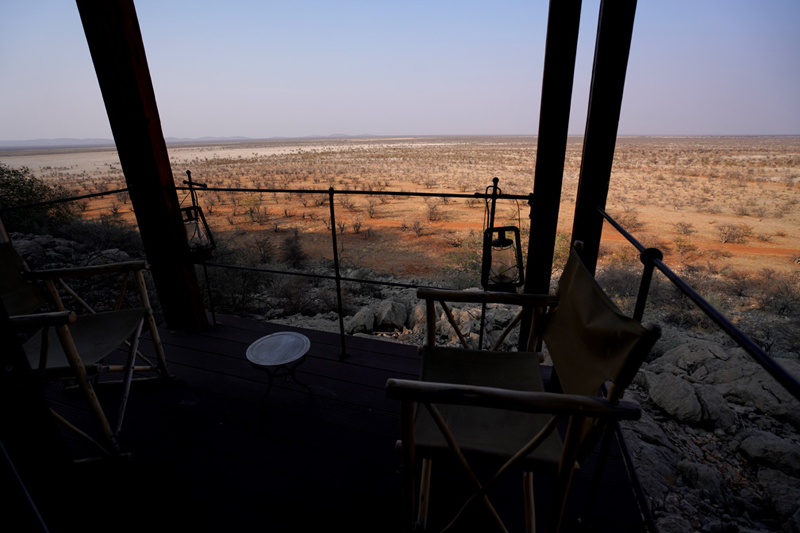 View from chalet at Dolomite Resort Etosha National Park