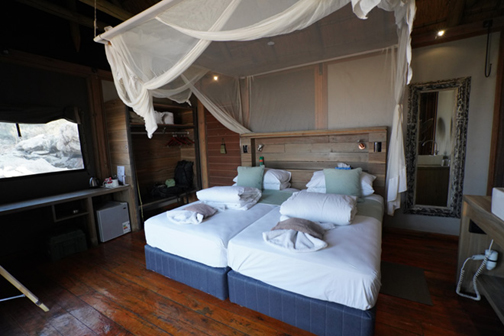 Mosquito nets provide extra comfort at Dolomite Resort Etosha National Park
