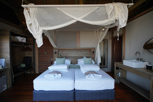 Inviting beds at Dolomite Resort Etosha National Park