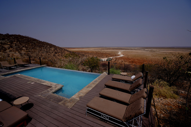 Views from the pool deck at Dolomite Resort Etosha National Park
